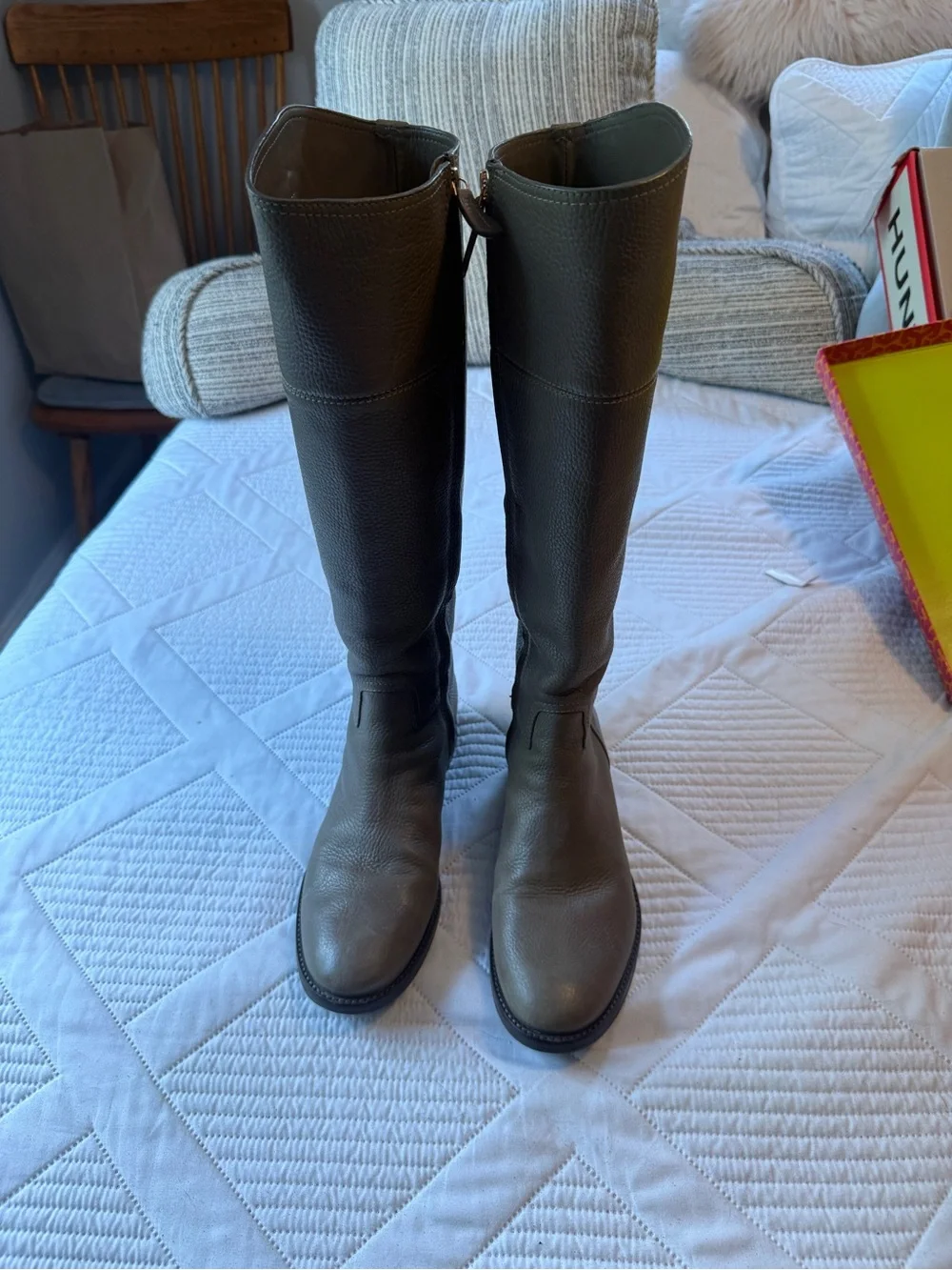 Tory Burch Taupe Over-the-Knee Leather Boots Porcini Junction Riding Boot